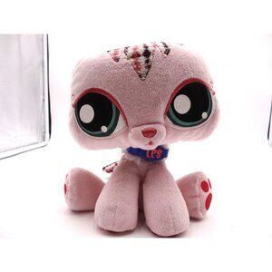 Littlest Pet Shop‎ VIP Cat Pink Plaid Plush Stuffed Animal Toy 2007 with Collar
